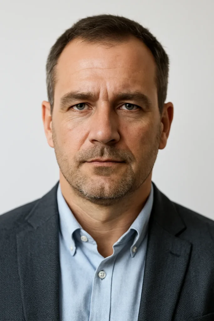 Projektmenedzser arcképe, aki a felújítási és kivitelezési munkák teljes körű koordinálásáért felel