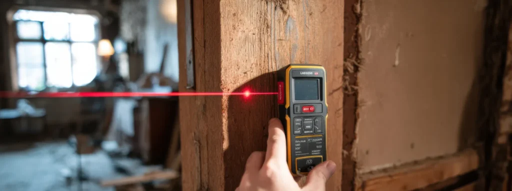 egy építési szakember felméri a területet egy felújítás előtt